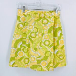 Vintage 90s BRIGGS Mod Retro Scooter Skort Shorts Abstract Citrus Colors 10 US